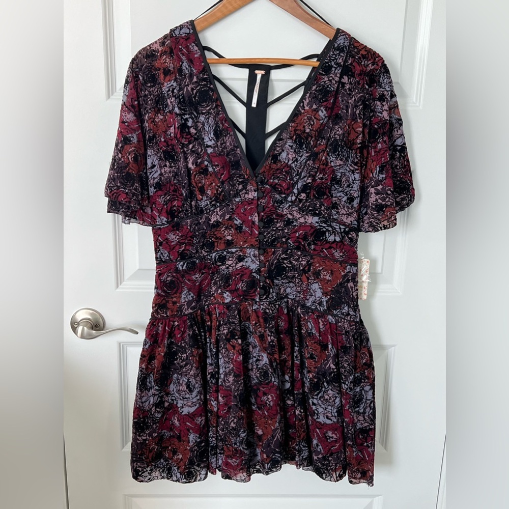 NWT FREE PEOPLE Perfect Dream Floral Chiffon Dress SZ 12